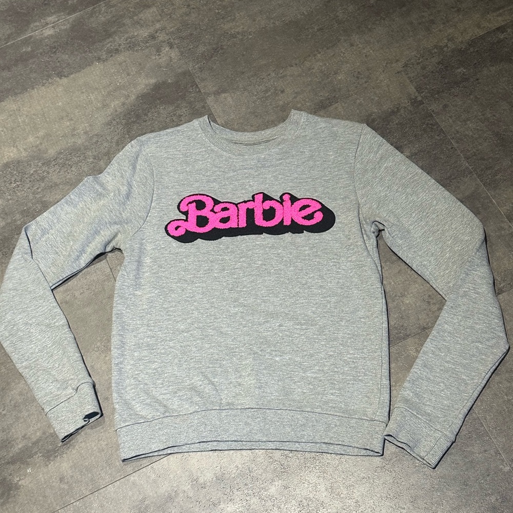 Gray Barbie Sweatshirt with Pink Carpet Logo